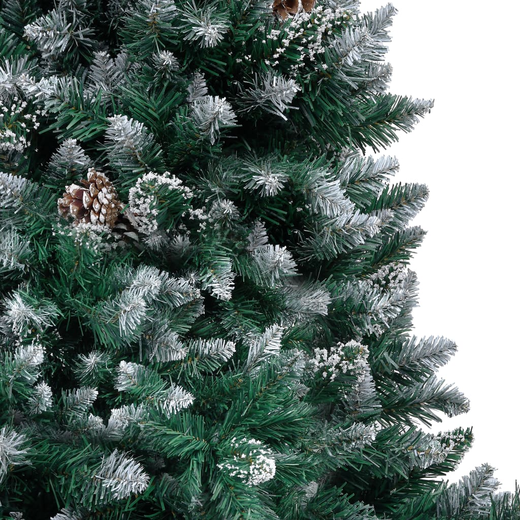 kunstigt juletræ med grankogler og hvidt sne 180 cm