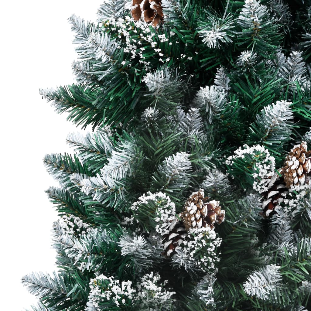 kunstigt juletræ med grankogler og hvidt sne 180 cm
