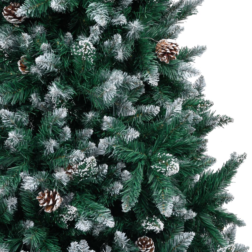 kunstigt juletræ med grankogler og hvid sne 210 cm