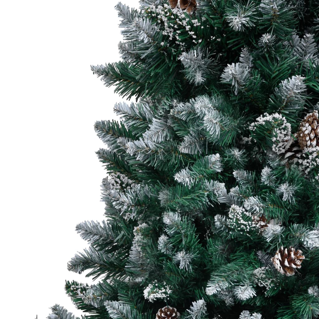 kunstigt juletræ med grankogler og hvid sne 210 cm