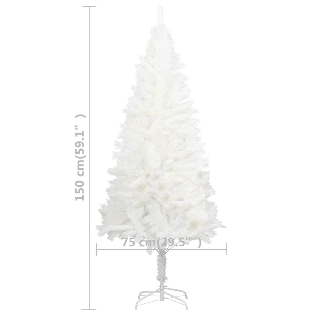 kunstigt juletræ med naturtro nåle 150 cm hvid