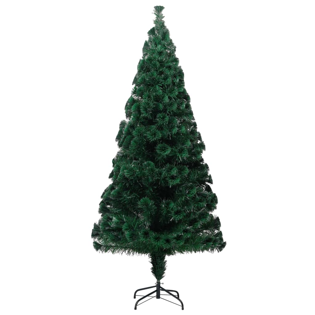 kunstigt juletræ med juletræsfod 210 cm fiberoptik grøn