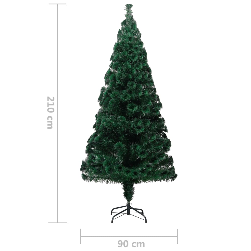 kunstigt juletræ med juletræsfod 210 cm fiberoptik grøn