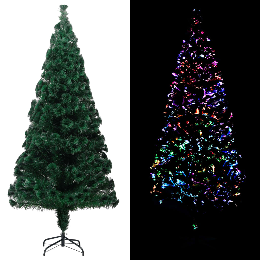 kunstigt juletræ med juletræsfod 210 cm fiberoptik grøn
