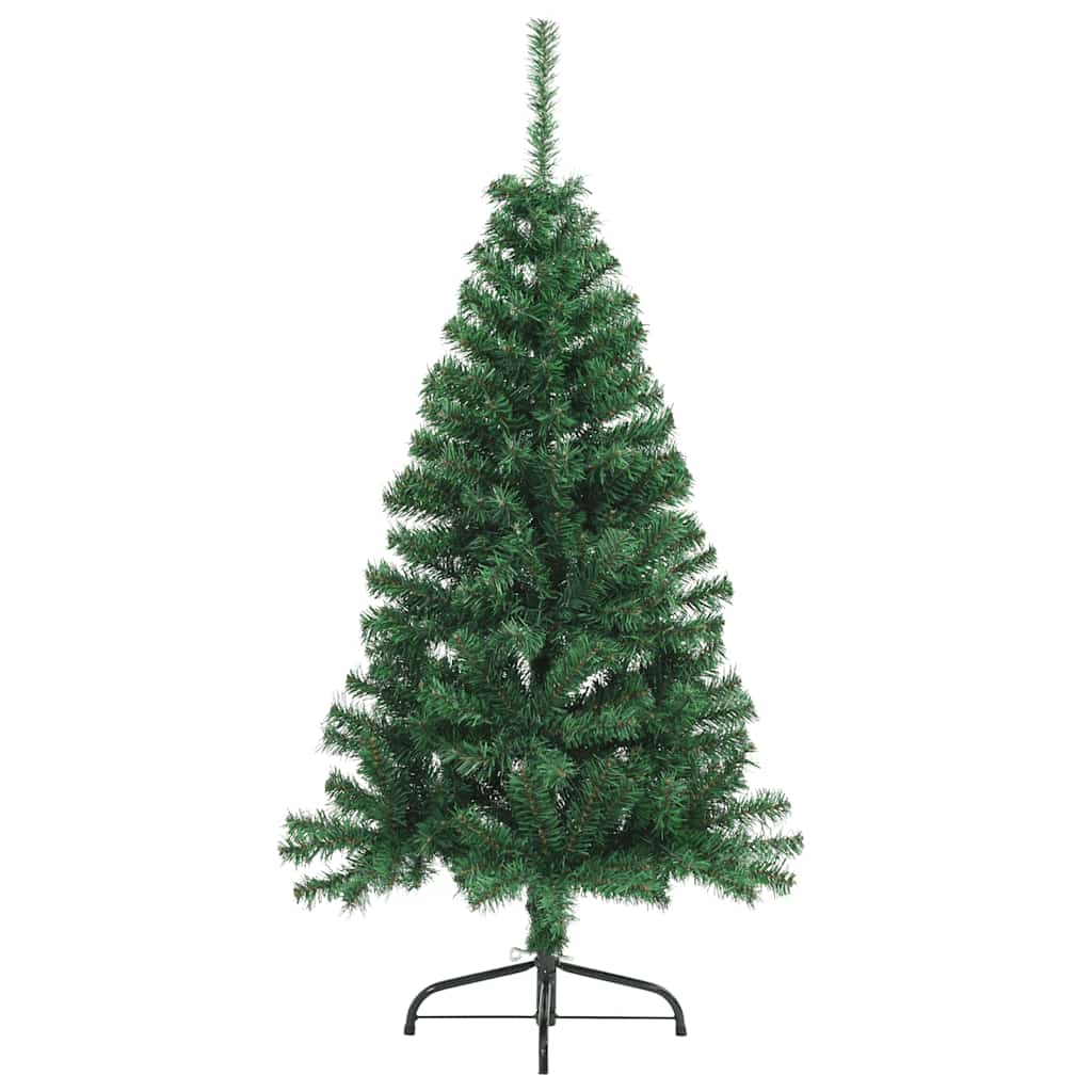kunstigt halvt juletræ med juletræsfod 150 cm PVC grøn