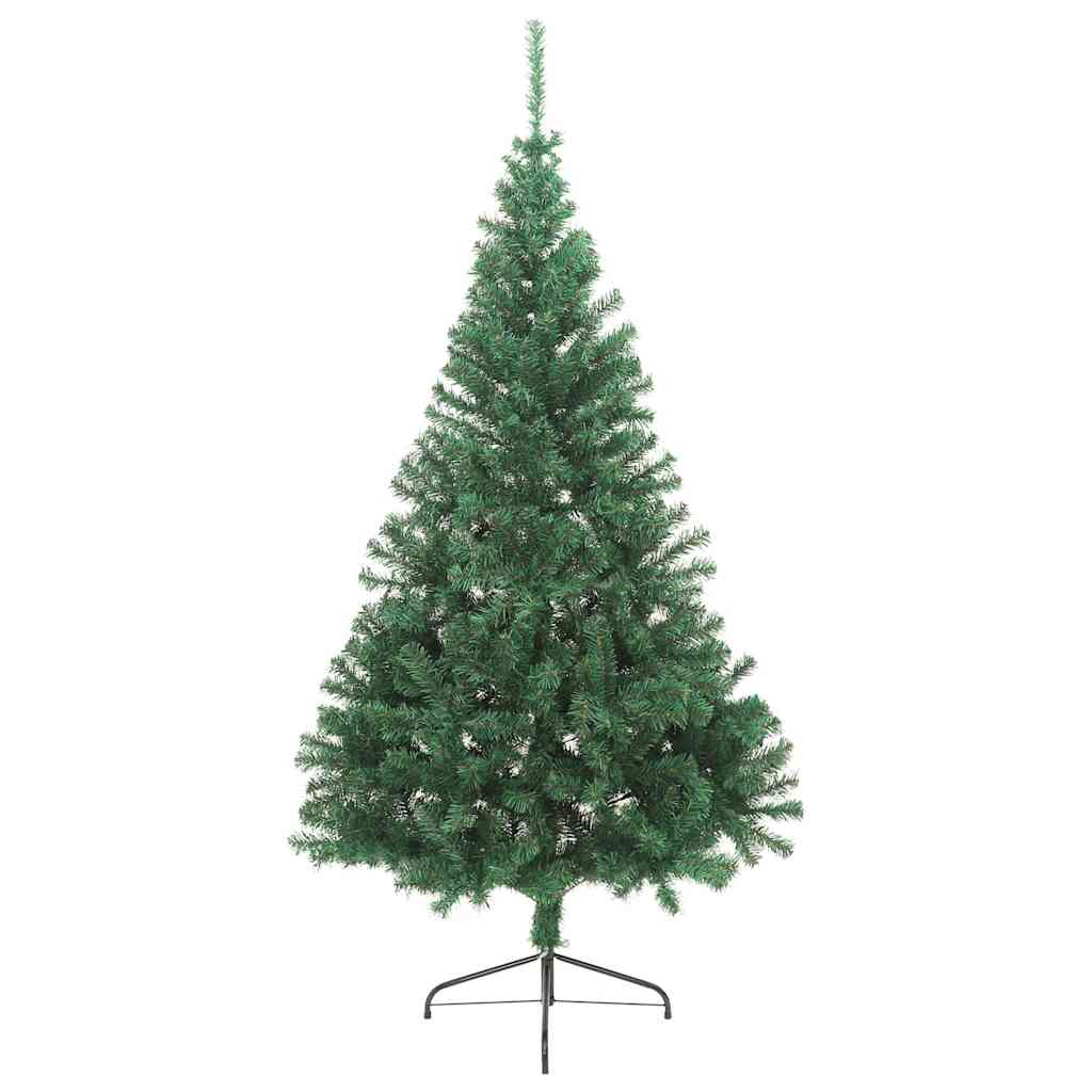 kunstigt halvt juletræ med juletræsfod 180 cm PVC grøn
