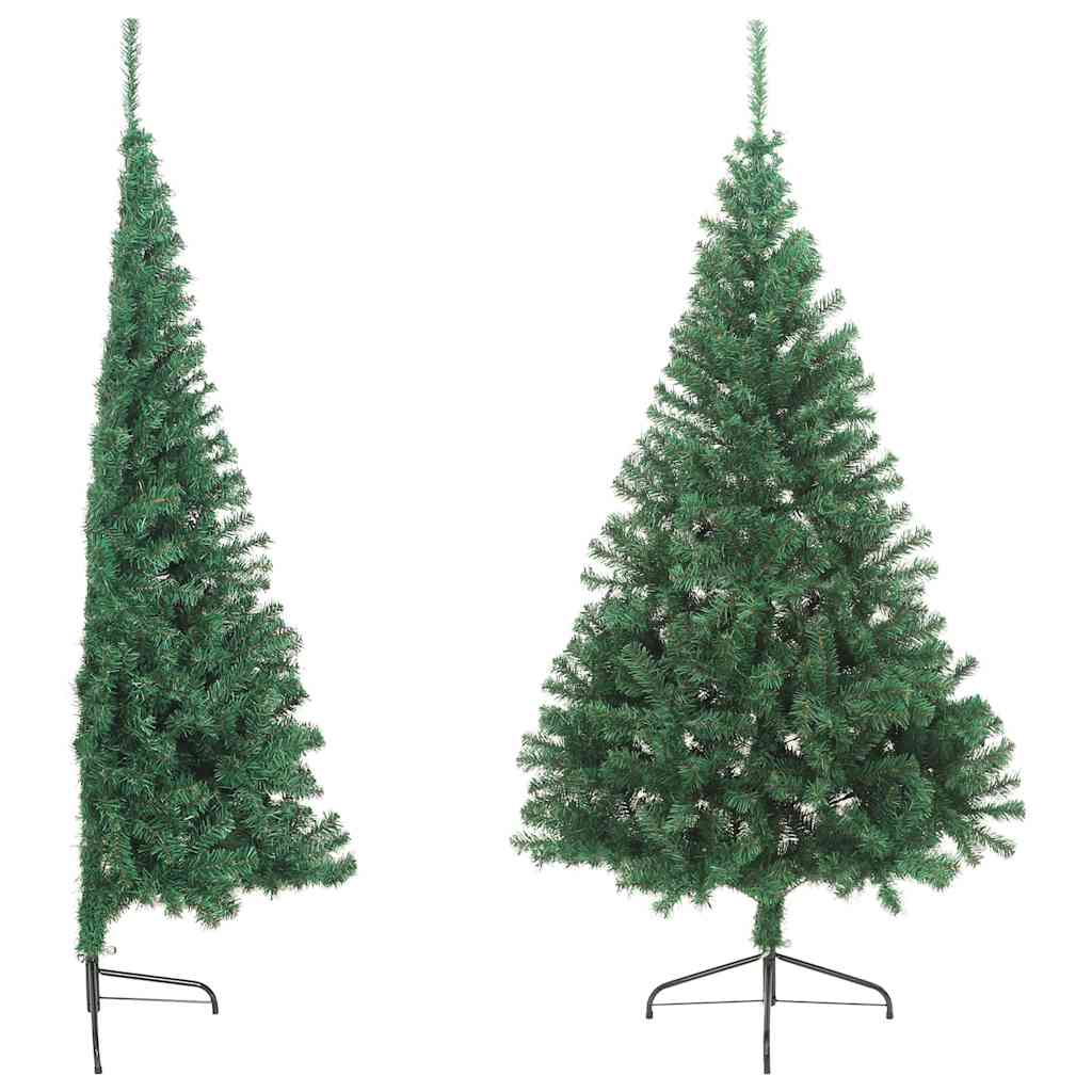kunstigt halvt juletræ med juletræsfod 180 cm PVC grøn