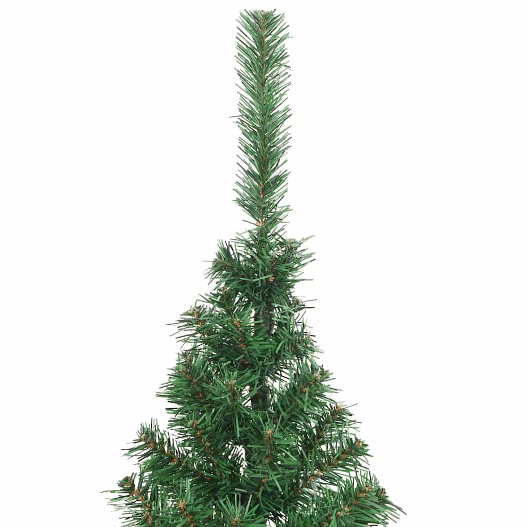 kunstigt halvt juletræ med juletræsfod 210 cm PVC grøn