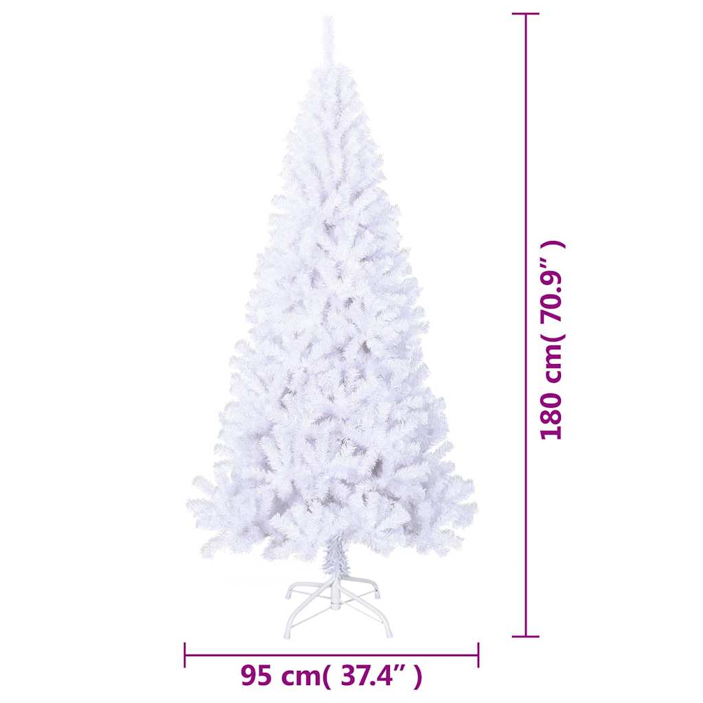 kunstigt juletræ med tykke grene 180 cm PVC hvid