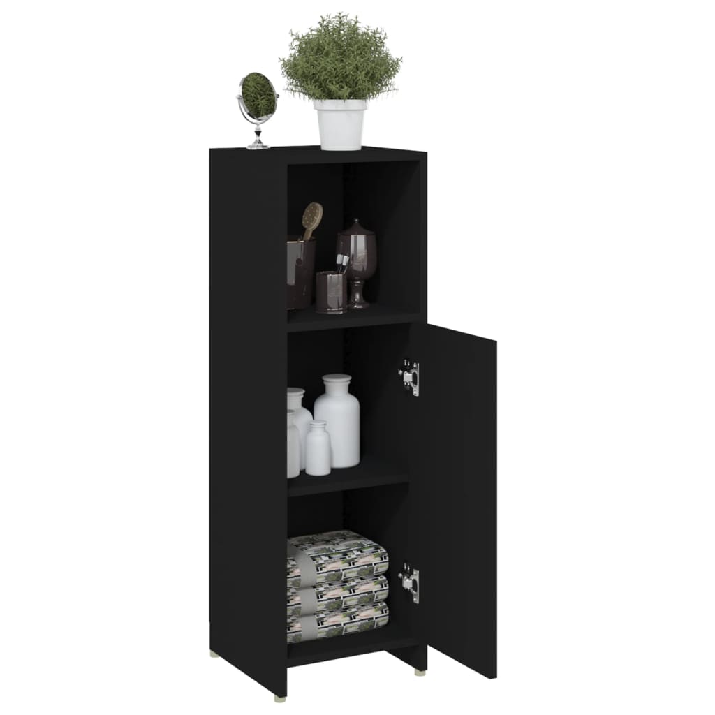 badeværelsesskab 30x30x95 cm konstrueret træ sort