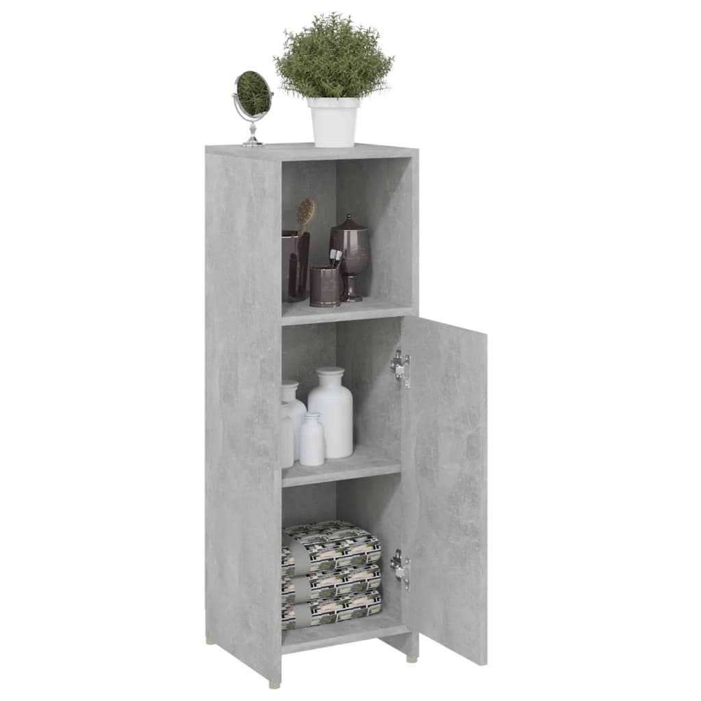 badeværelsesskab 30x30x95 cm konstrueret træ betongrå