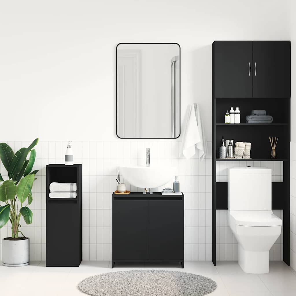 badeværelsesskab 60x33x60 cm konstrueret træ sort