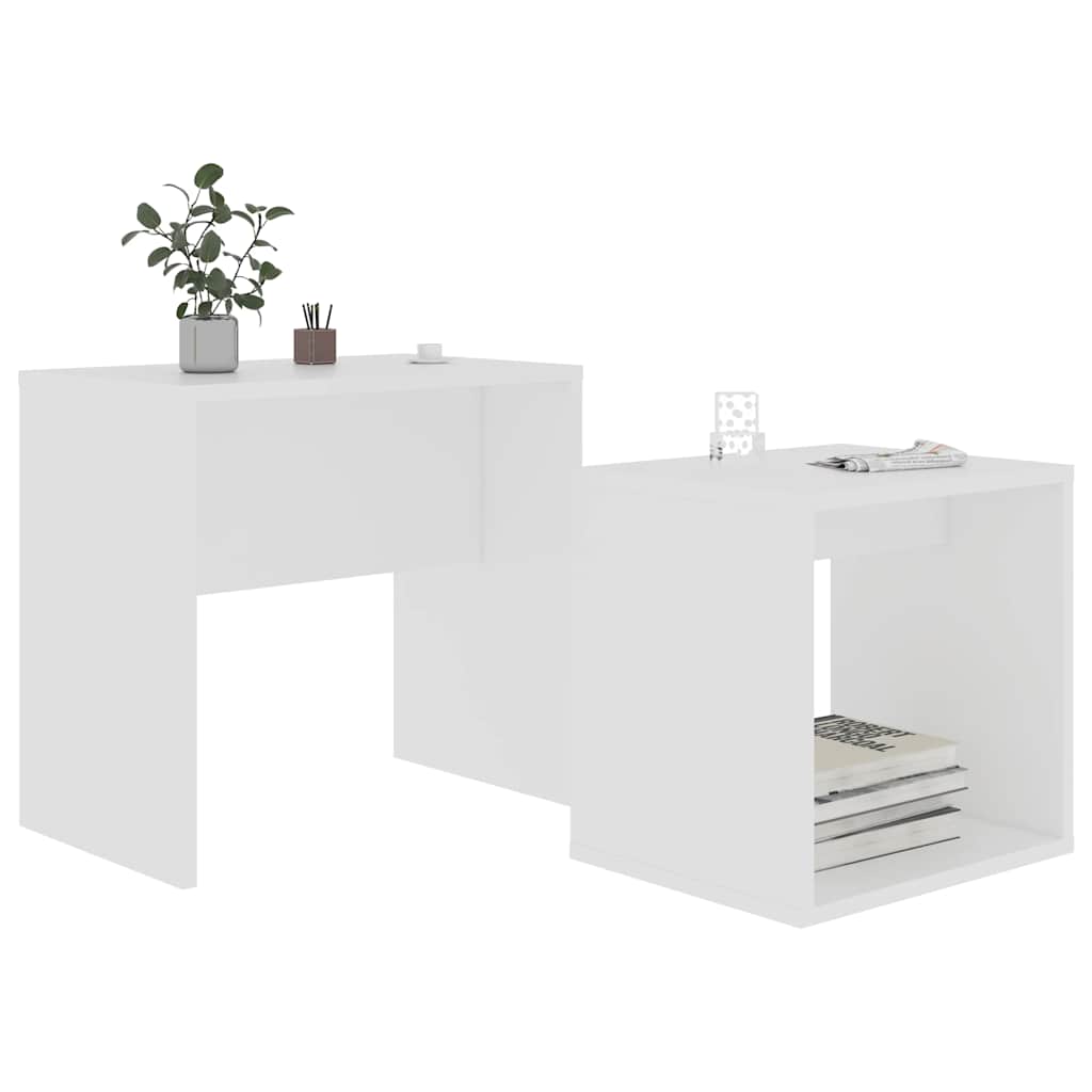 sofabordssæt 48x30x45 cm konstrueret træ hvid
