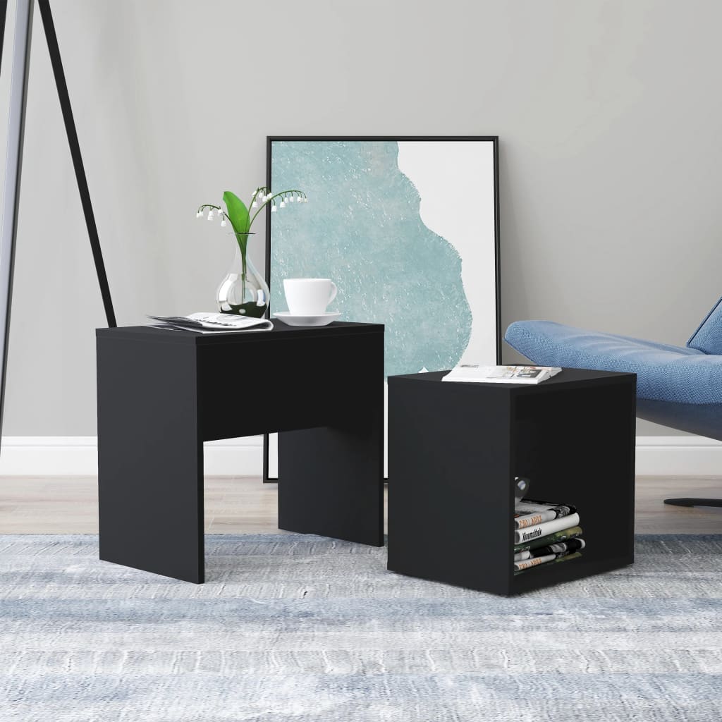 sofabordssæt 48x30x45 cm konstrueret træ sort