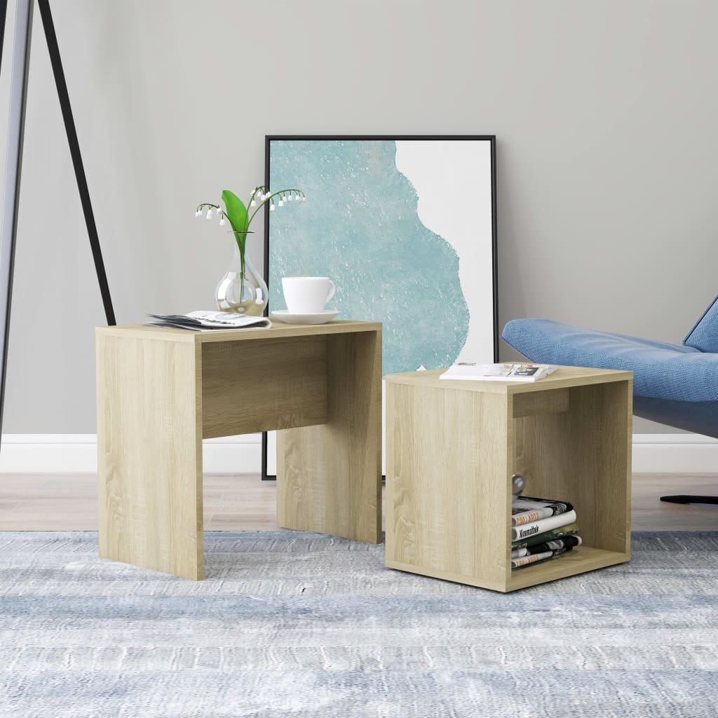 sofabordssæt 48x30x45 cm konstrueret træ sonoma-eg