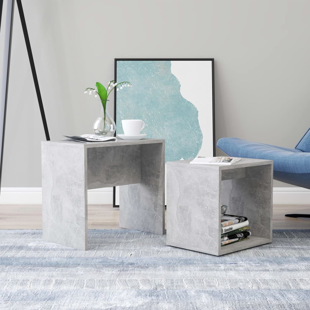 sofabordssæt 48x30x45 cm konstrueret træ betongrå