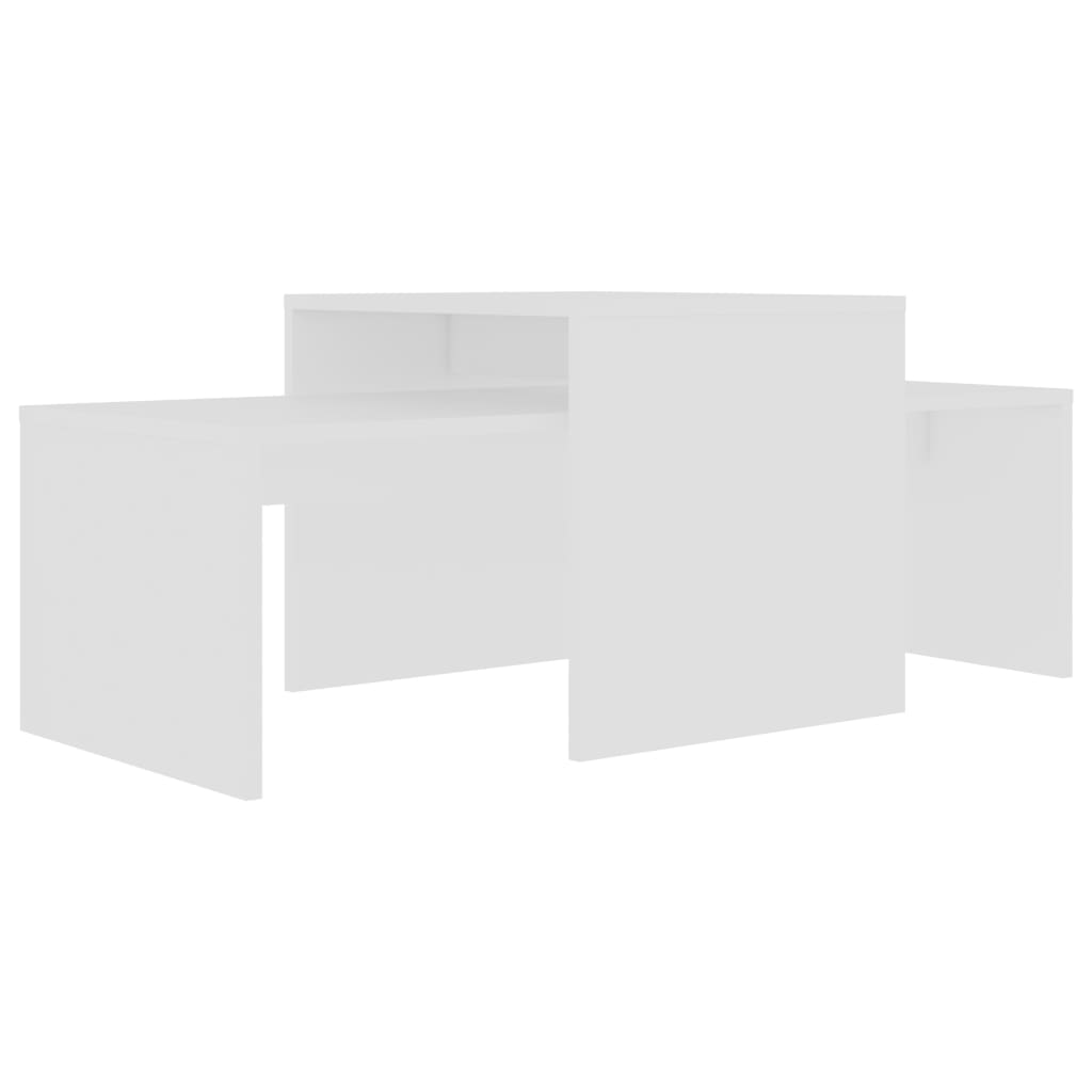 sofabordssæt 100x48x40 cm konstrueret træ hvid