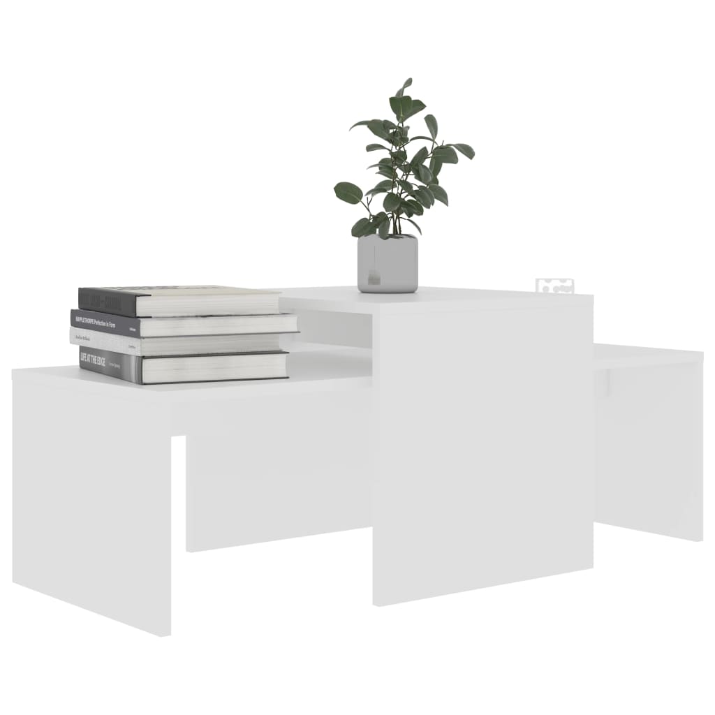 sofabordssæt 100x48x40 cm konstrueret træ hvid