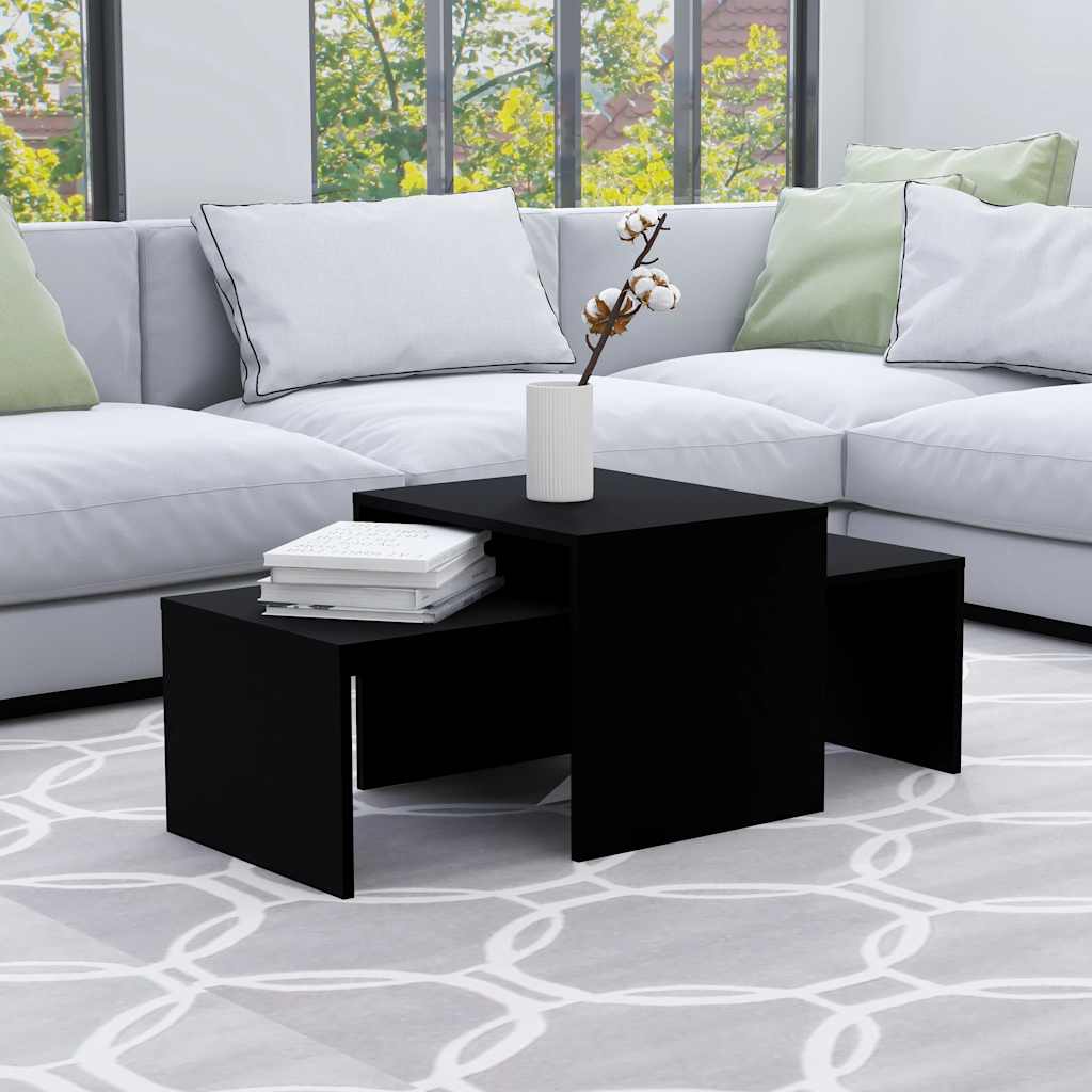 sofabordssæt 100x48x40 cm konstrueret træ sort
