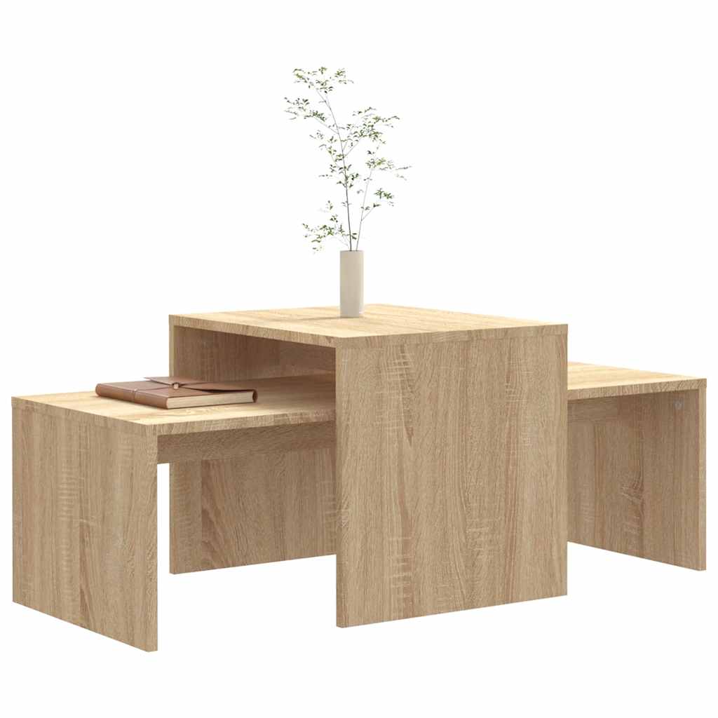 sofabordssæt 100x48x40 cm konstrueret træ sonoma-eg