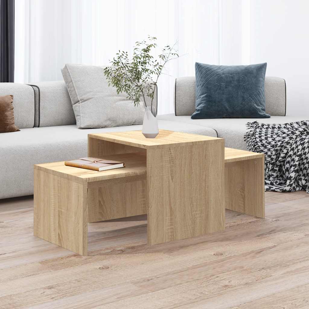 sofabordssæt 100x48x40 cm konstrueret træ sonoma-eg