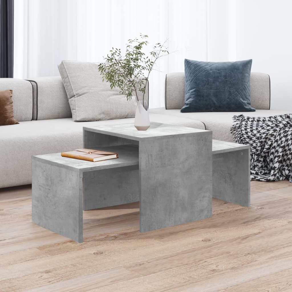 sofabordssæt 100x48x40 cm konstrueret træ betongrå