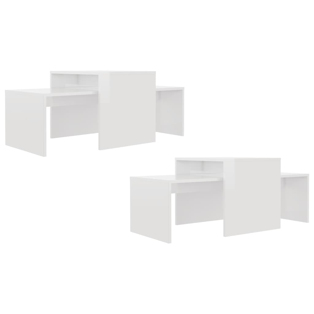 sofabordssæt 100x48x40 cm konstrueret træ hvid højglans