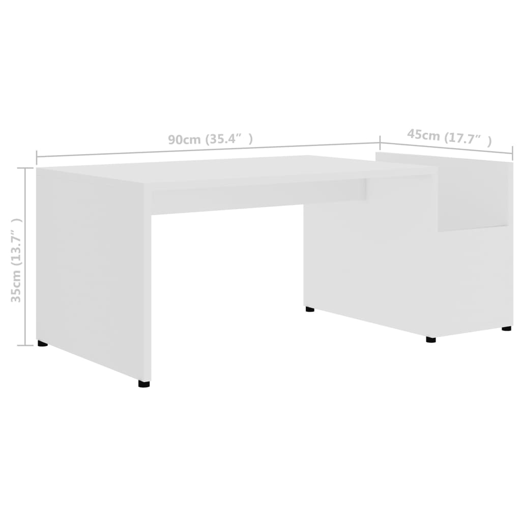 sofabord 90x45x35 cm konstrueret træ hvid