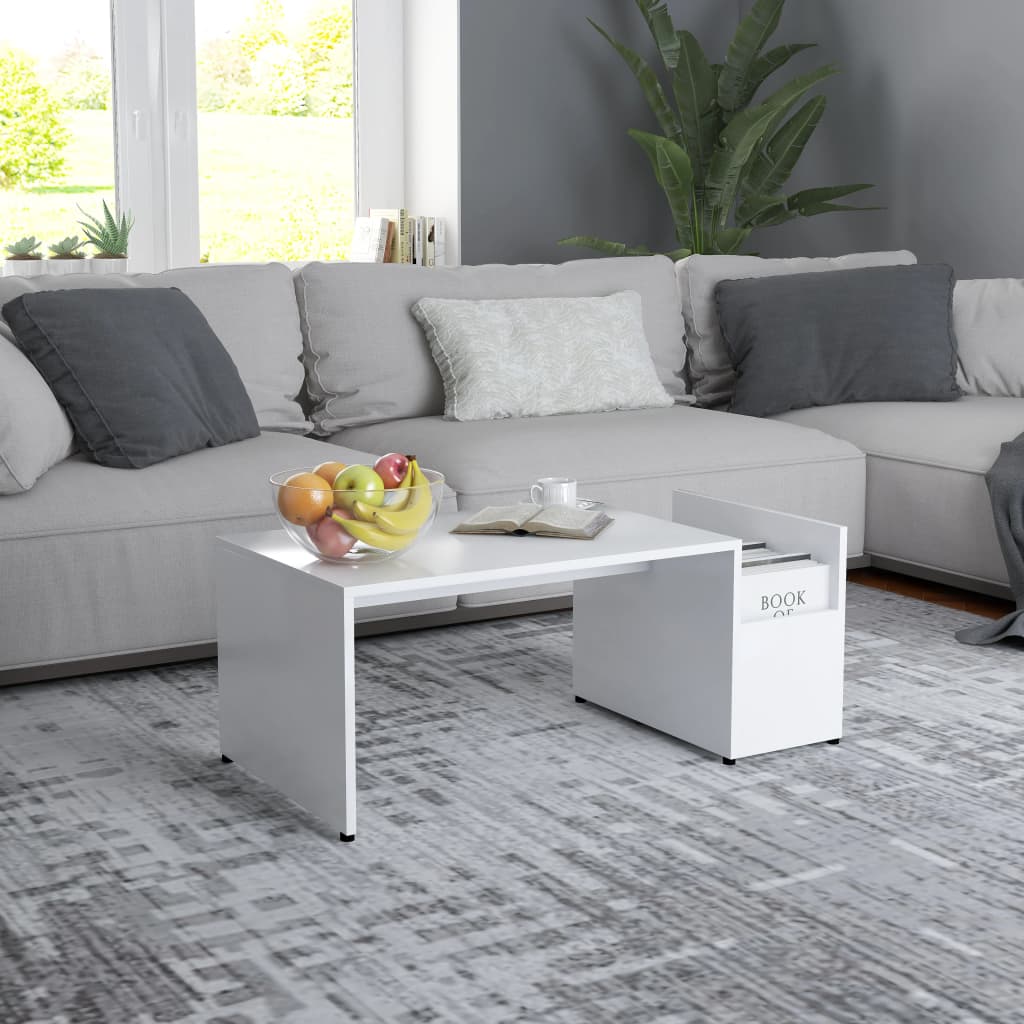 sofabord 90x45x35 cm konstrueret træ hvid