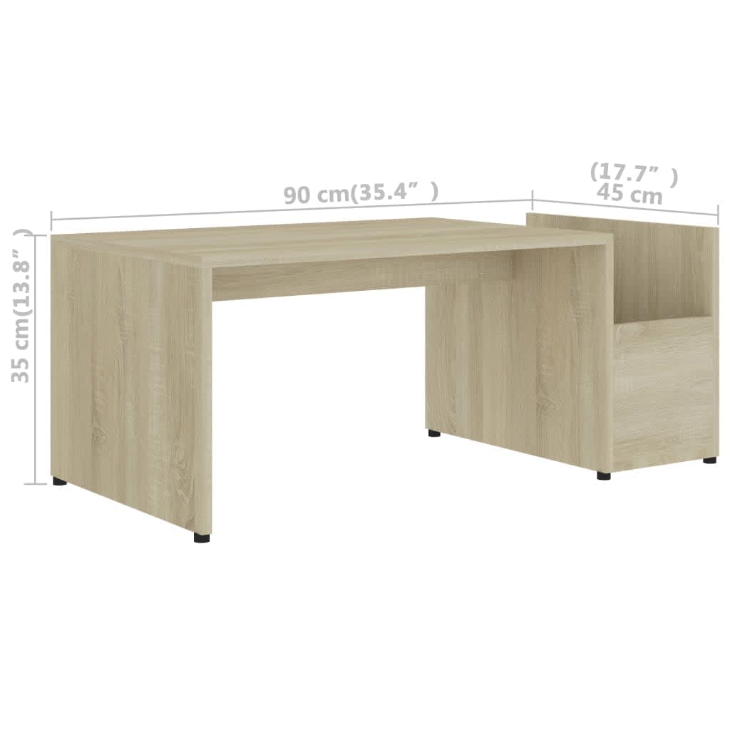 sofabord 90x45x35 cm konstrueret træ sonoma-eg