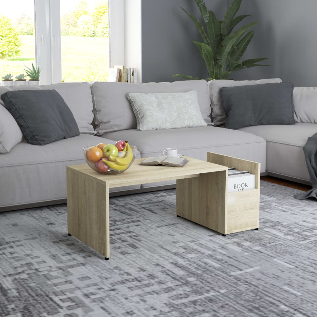 sofabord 90x45x35 cm konstrueret træ sonoma-eg
