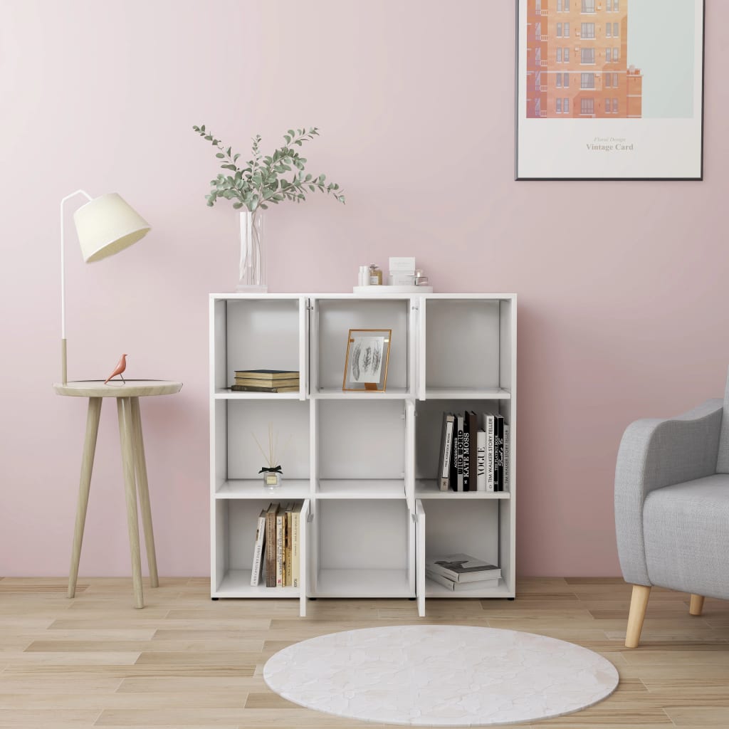 bogreol 90x30x90 cm konstrueret træ hvid