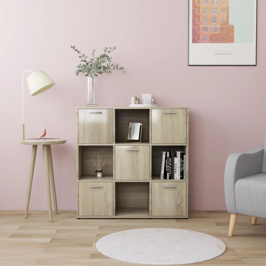 bogreol 90x30x90 cm konstrueret træ sonoma-eg