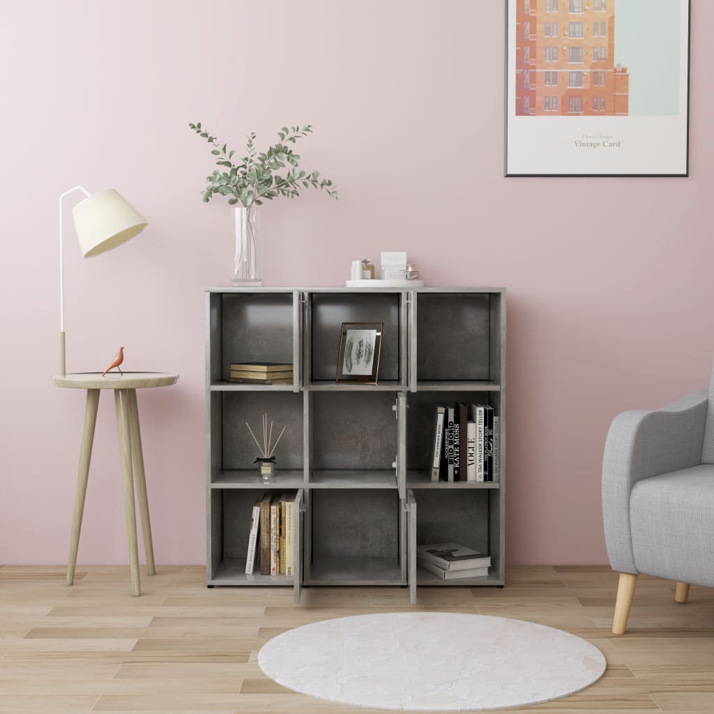 bogreol 90x30x90 cm konstrueret træ betongrå