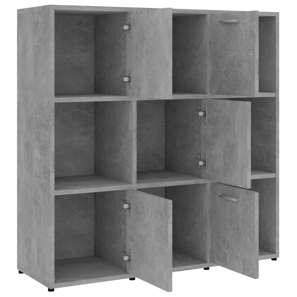 bogreol 90x30x90 cm konstrueret træ betongrå