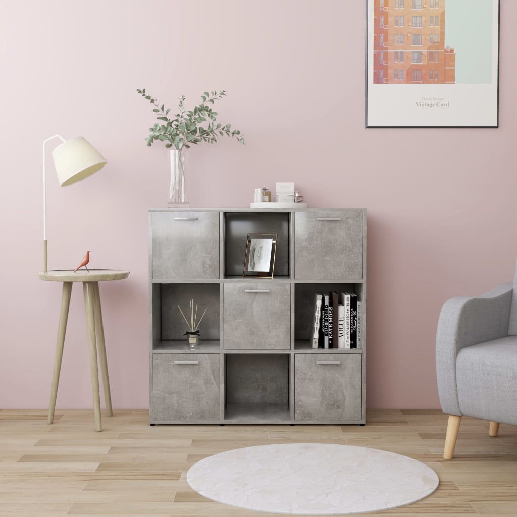 bogreol 90x30x90 cm konstrueret træ betongrå