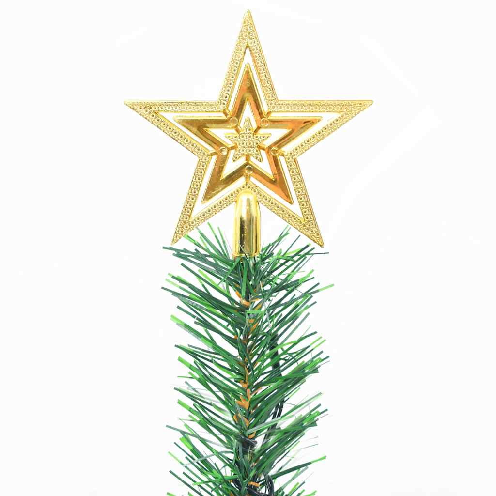 kunstigt juletræ med lys og julekugler 64 cm grøn