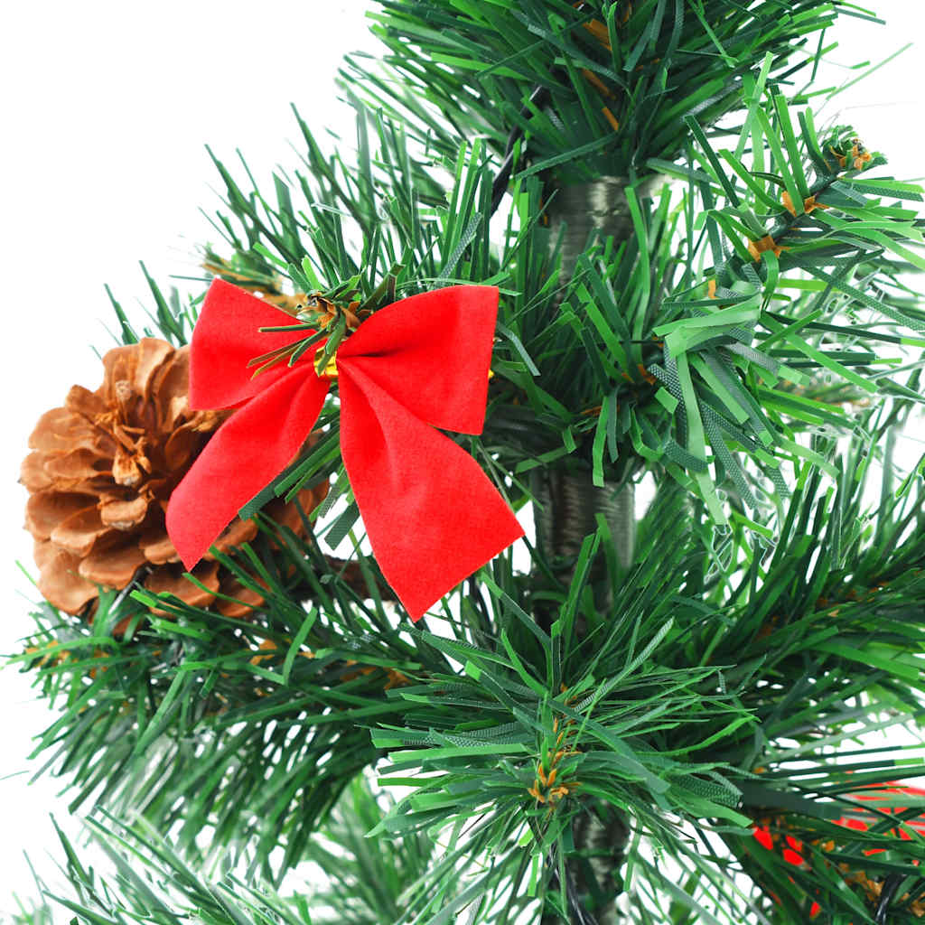 kunstigt juletræ med lys og julekugler 64 cm grøn