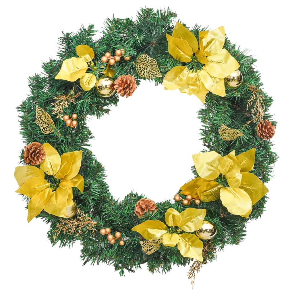 julekrans med LED-lys grøn 60 cm PVC