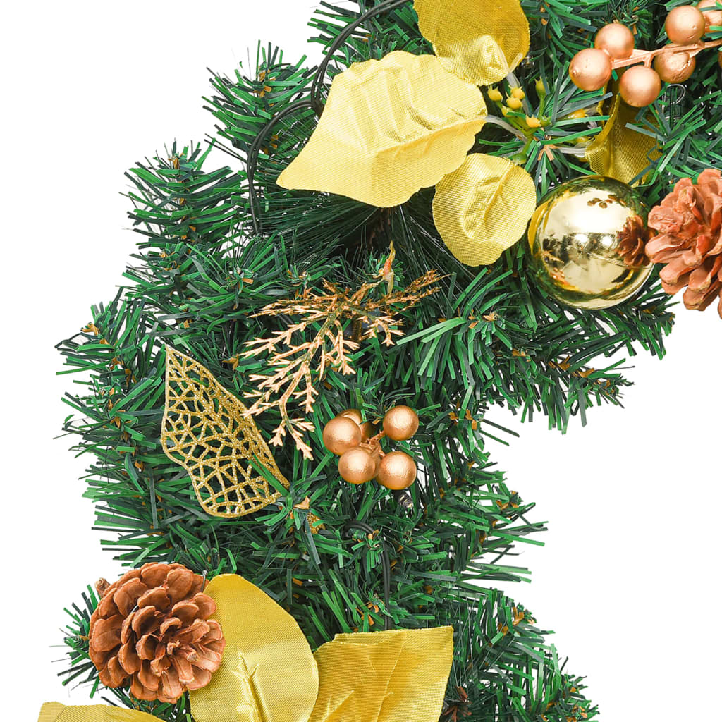 julekrans med LED-lys grøn 60 cm PVC