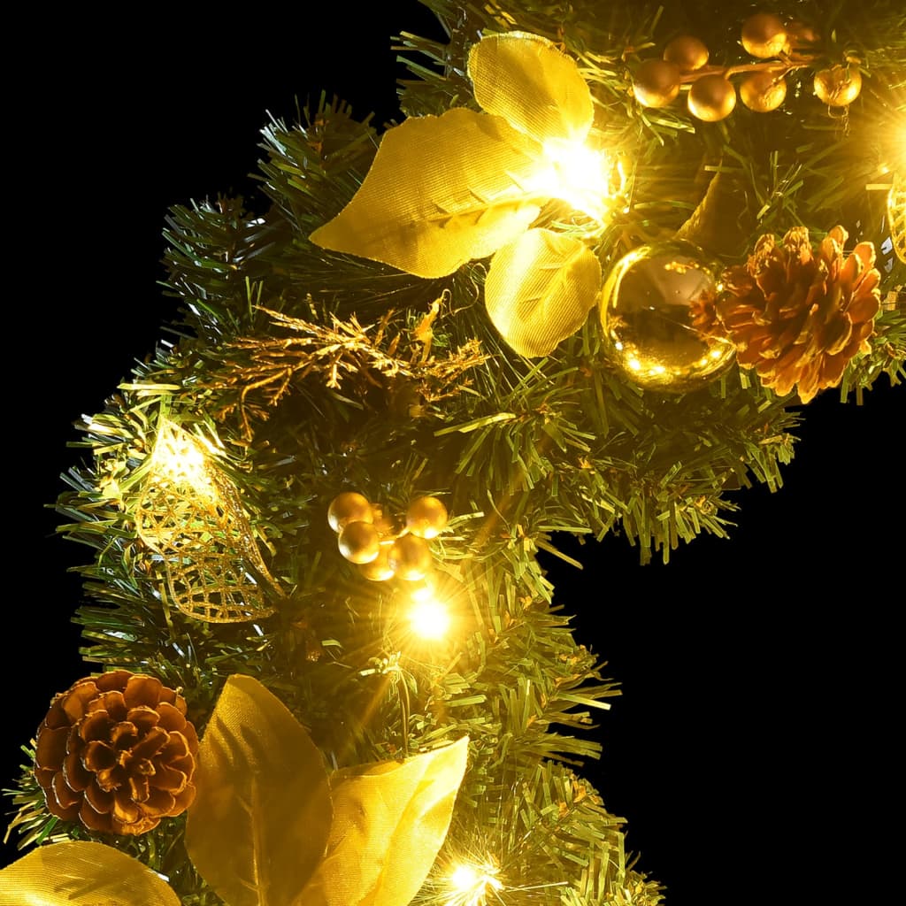 julekrans med LED-lys grøn 60 cm PVC