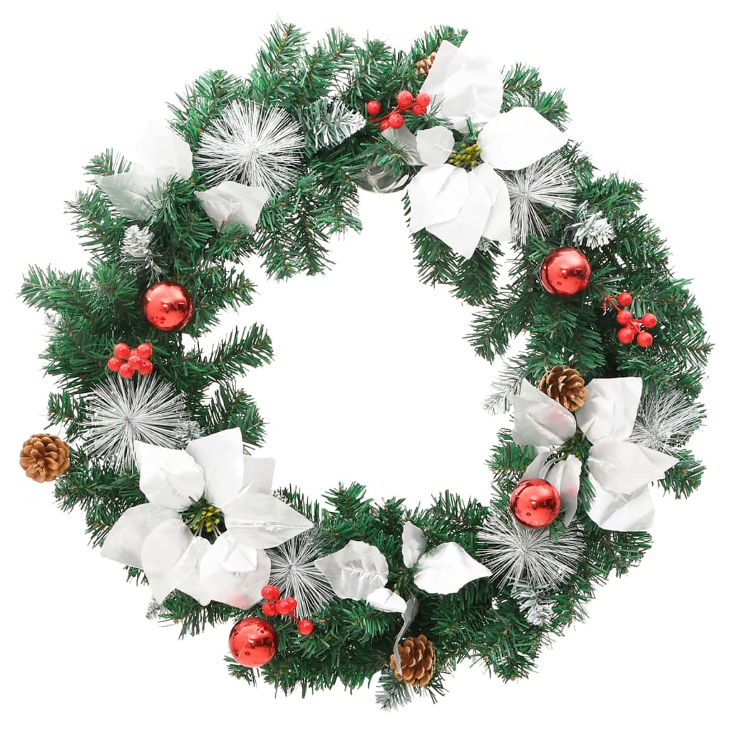 julekrans med LED-lys 60 cm PVC grøn