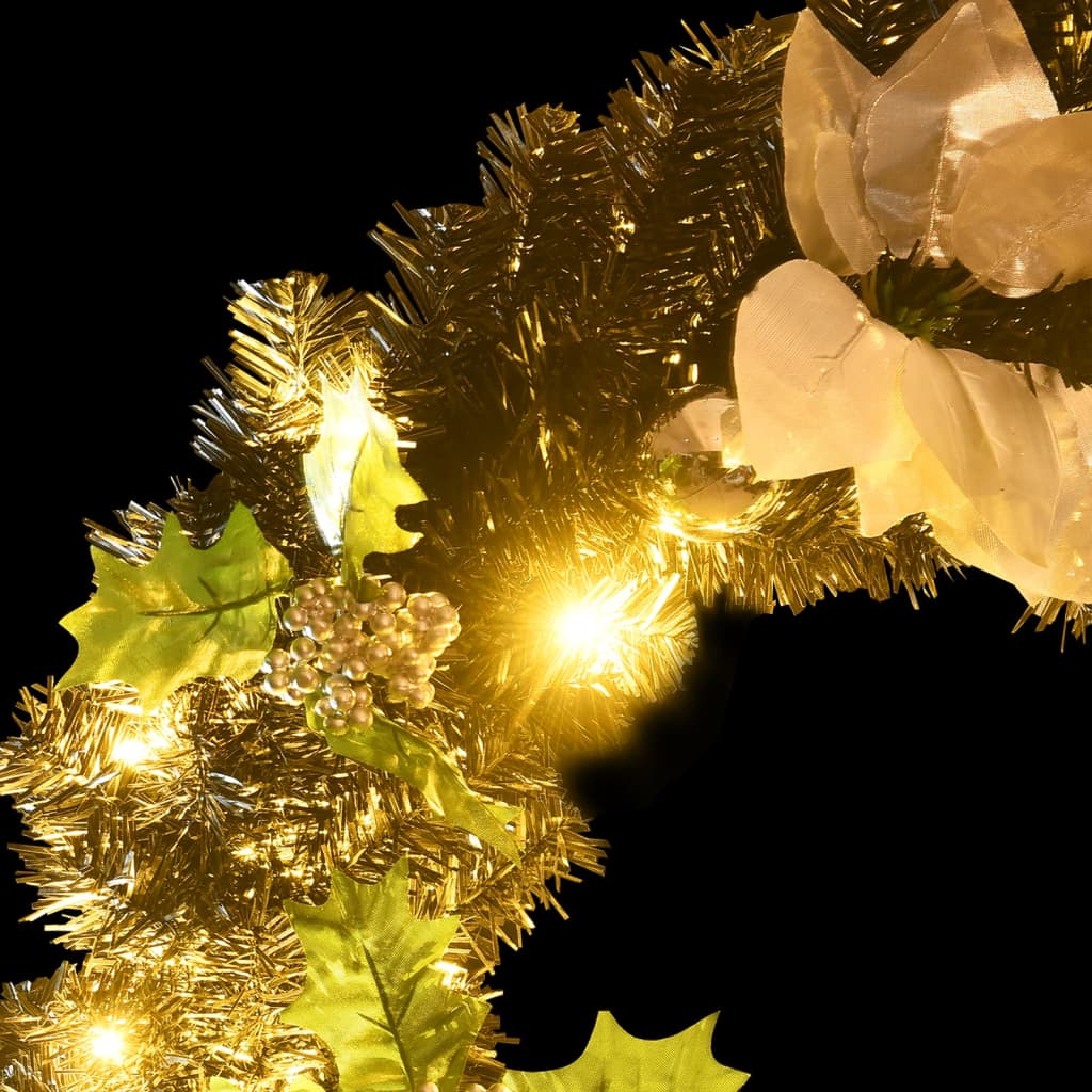 julekrans med LED-lys 60 cm PVC sort