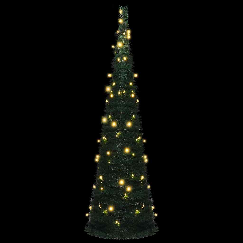 kunstigt pop op-juletræ med lys 150 cm grøn