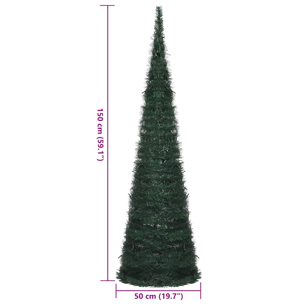kunstigt pop op-juletræ med lys 150 cm grøn