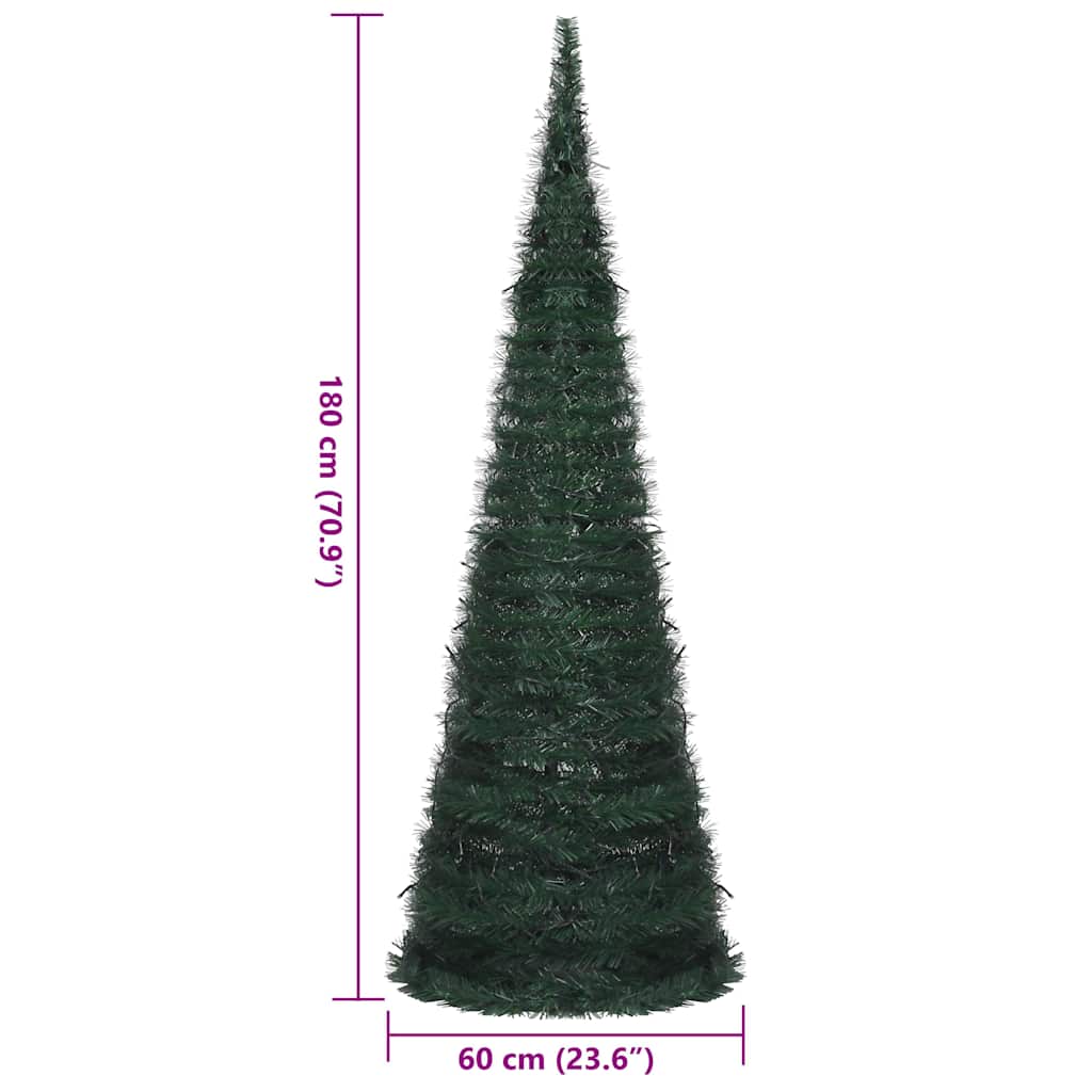 kunstigt pop op-juletræ med lys 180 cm grøn