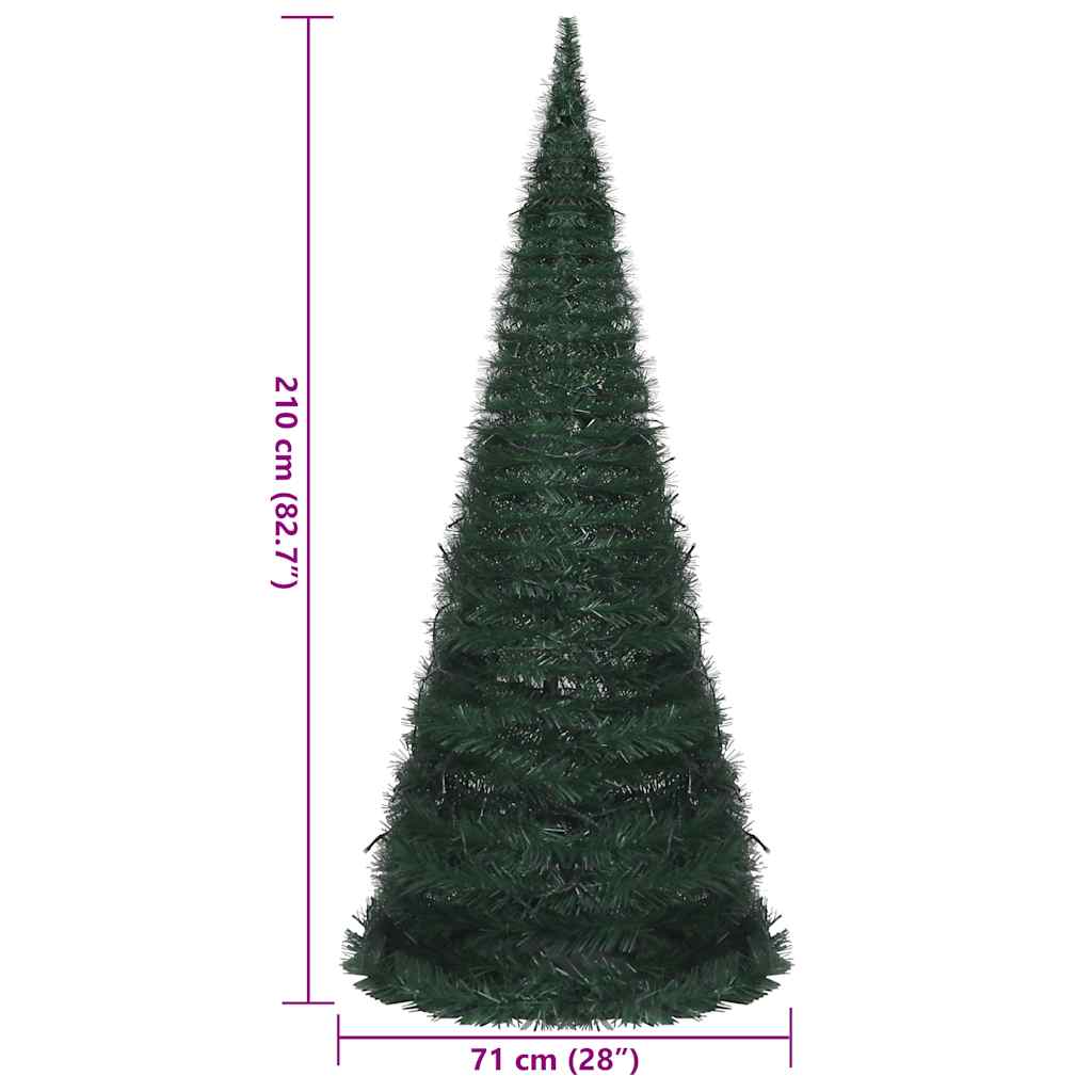 kunstigt pop op-juletræ med lys 210 cm grøn