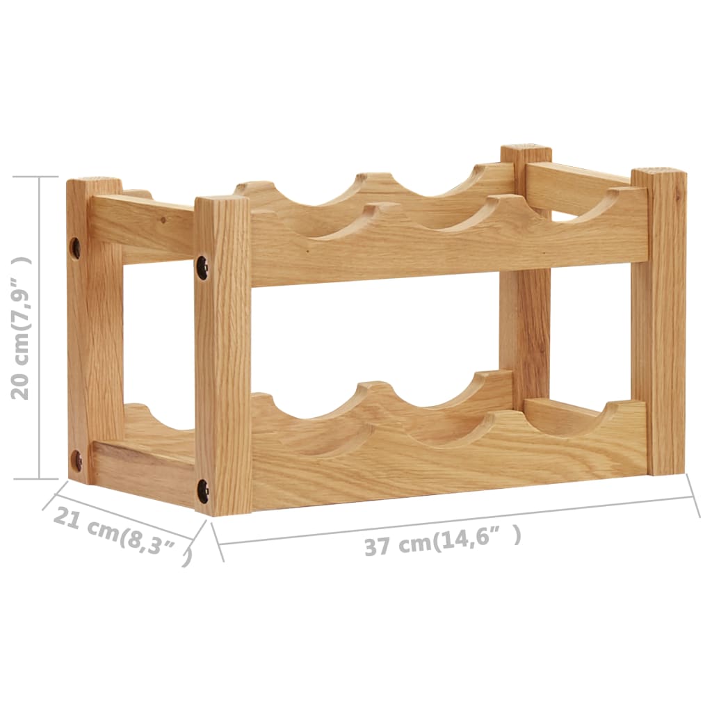 vinreol til 6 flasker 37x21x21 cm massivt egetræ