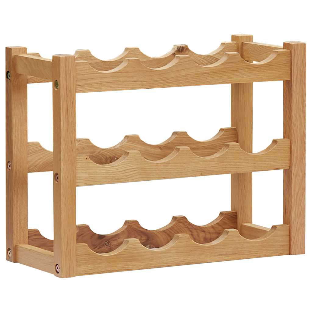 vinreol til 12 flasker 47x21x36 cm massivt egetræ