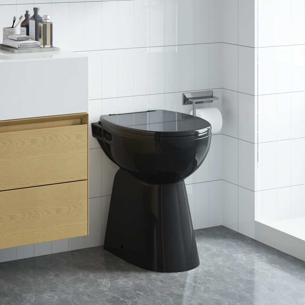 kantfrit toilet 7 cm ekstra højde soft close keramik sort